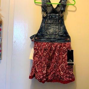NWT SWEET SKIRT Denim Overalls with Paisley skirt